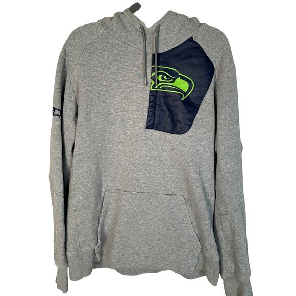 Nike Men's L Seattle Seahawks NFL Logo Hoodie Cotton Pullover Sweatshirt Gray - Picture 1 of 7
